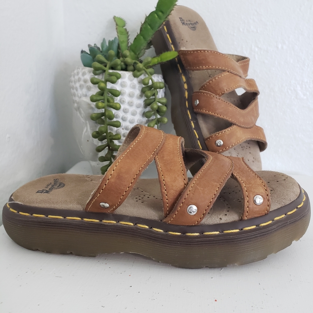 Dr Martens Air wair Sandals Brown slide shoes sz US 6 Euro 37